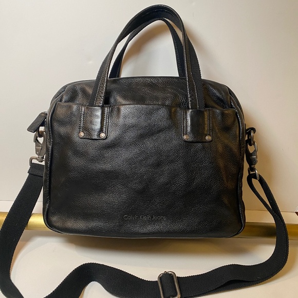Calvin Klein Black Soft Leather Briefcase - Picture 1 of 13